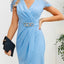 Ruched Surplice Cap Sleeve Mini Dress - Korvel