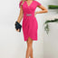 Ruched Surplice Cap Sleeve Mini Dress - Korvel