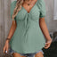 Blusa con Mangas Acampanadas y Escote en V Fruncido