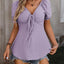Blusa con Mangas Acampanadas y Escote en V Fruncido