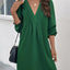 Ruched V-Neck Flounce Sleeve Dress - Korvel