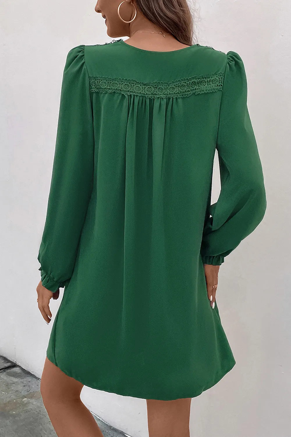 Ruched V-Neck Flounce Sleeve Dress - Korvel