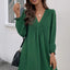 Ruched V-Neck Flounce Sleeve Dress - Korvel