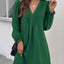 Ruched V-Neck Flounce Sleeve Dress - Korvel