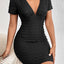 Ruched V-Neck Short Sleeve Dress - Korvel