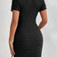 Ruched V-Neck Short Sleeve Dress - Korvel