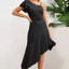 Ruffled Asymmetrical Neck Flutter Sleeve Dress