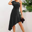 Ruffled Asymmetrical Neck Flutter Sleeve Dress