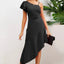 Ruffled Asymmetrical Neck Flutter Sleeve Dress