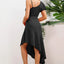 Ruffled Asymmetrical Neck Flutter Sleeve Dress