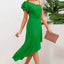 Ruffled Asymmetrical Neck Flutter Sleeve Dress