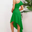Ruffled Asymmetrical Neck Flutter Sleeve Dress