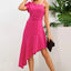Ruffled Asymmetrical Neck Flutter Sleeve Dress