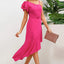 Ruffled Asymmetrical Neck Flutter Sleeve Dress