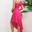 Ruffled Asymmetrical Neck Flutter Sleeve Dress