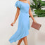 Ruffled Asymmetrical Neck Flutter Sleeve Dress