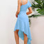 Ruffled Asymmetrical Neck Flutter Sleeve Dress