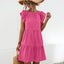 Ruffled Round Neck Cap Sleeve Mini Dress - Korvel
