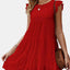 Ruffled Round Neck Cap Sleeve Mini Dress - Korvel