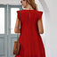 Ruffled Round Neck Cap Sleeve Mini Dress - Korvel
