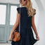 Ruffled Round Neck Cap Sleeve Mini Dress - Korvel