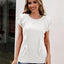 Ruffled Round Neck Cap Sleeve T-Shirt - Korvel