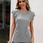 Ruffled Round Neck Cap Sleeve T-Shirt - Korvel