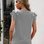 Ruffled Round Neck Cap Sleeve T-Shirt - Korvel