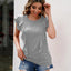 Ruffled Round Neck Cap Sleeve T-Shirt - Korvel