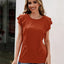 Ruffled Round Neck Cap Sleeve T-Shirt - Korvel
