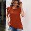 Ruffled Round Neck Cap Sleeve T-Shirt - Korvel