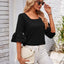 Ruffled Suqare Neck Half Sleeve Blouse - Korvel