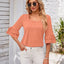 Ruffled Suqare Neck Half Sleeve Blouse - Korvel