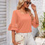 Ruffled Suqare Neck Half Sleeve Blouse - Korvel