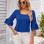 Ruffled Suqare Neck Half Sleeve Blouse - Korvel