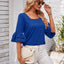 Ruffled Suqare Neck Half Sleeve Blouse - Korvel