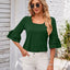 Ruffled Suqare Neck Half Sleeve Blouse - Korvel