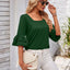 Ruffled Suqare Neck Half Sleeve Blouse - Korvel