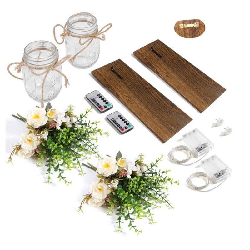 Apliques de Pared Rústicos con Luces de Hadas LED - Juego de Lámparas de Flores Hechas a Mano
