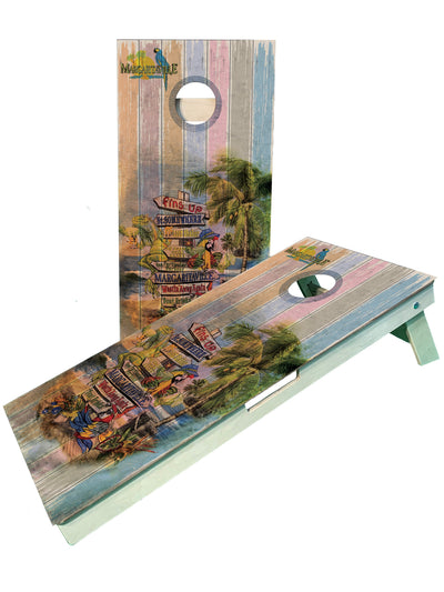 Tiki Paradise Cornhole Boards - Rustic Beach Vibes - Korvel
