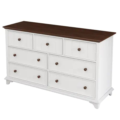 Wooden Captain Seven-Drawer Dresser in White Walnut
