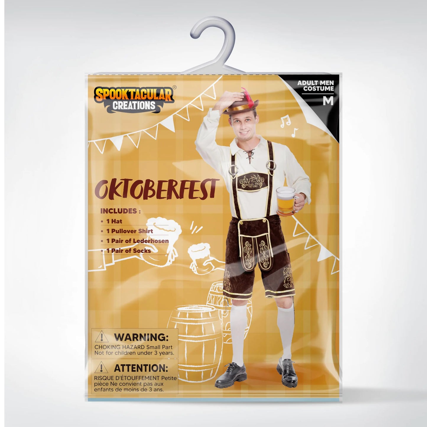 Costume de Bavarois pour hommes pour Oktoberfest avec chapeau de bière - X-Large