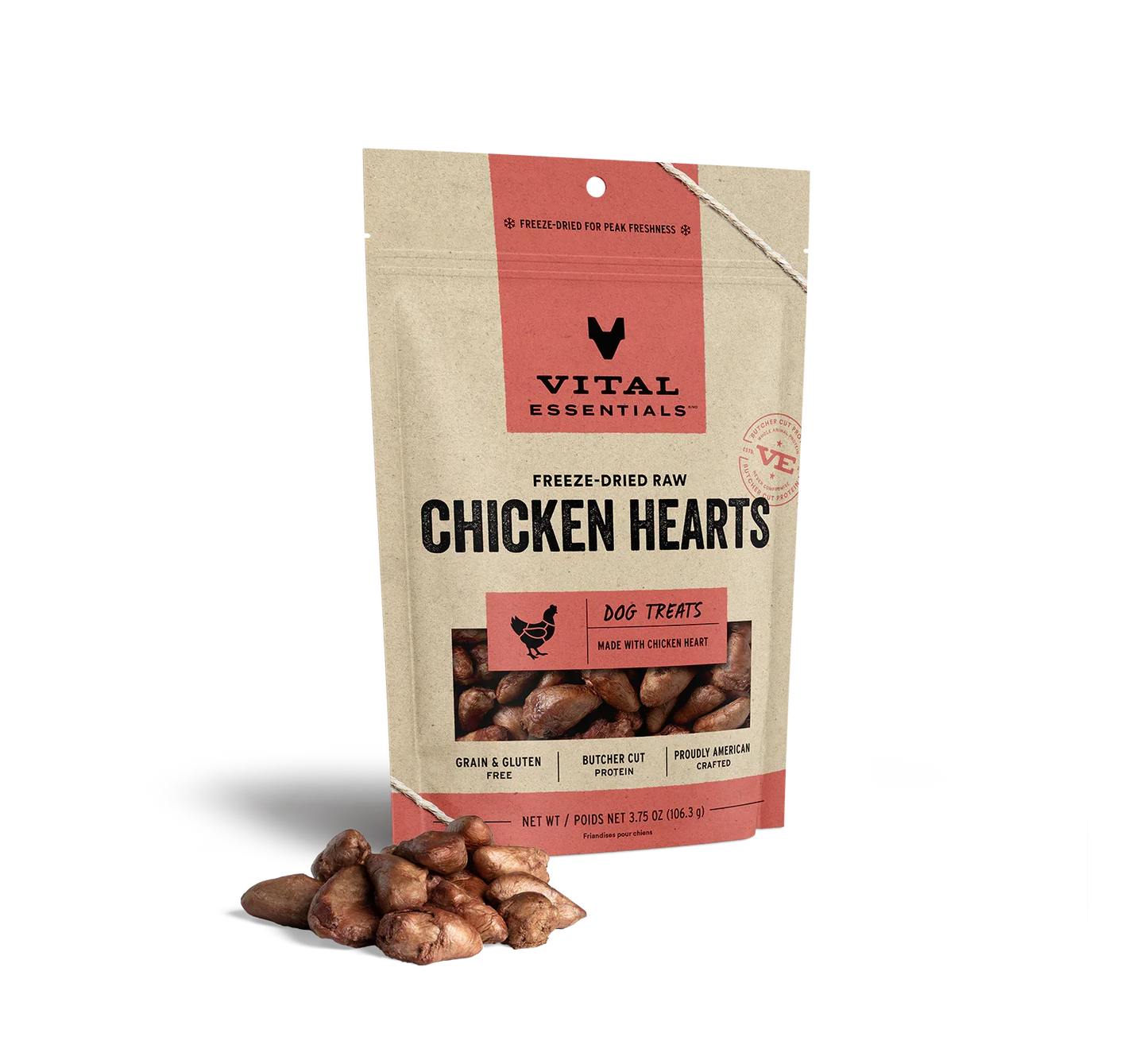 Vital Essentials Cœurs de Poulet - Friandises Premium pour Chiens