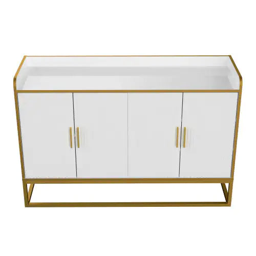 Moderno Buffet de Almacenamiento Blanco Brillante con Patas de Metal
