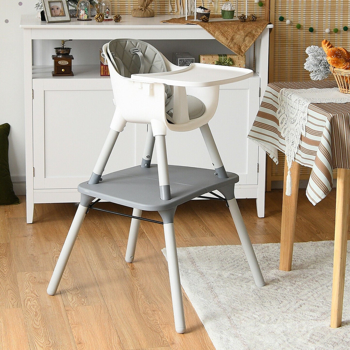 Ensemble de table et chaise convertible 4-en-1 pour bébé - Gris