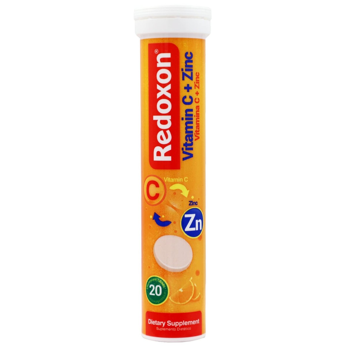Tabletas efervescentes de vitamina C Redoxon - Sabor naranja, 15 tabletas