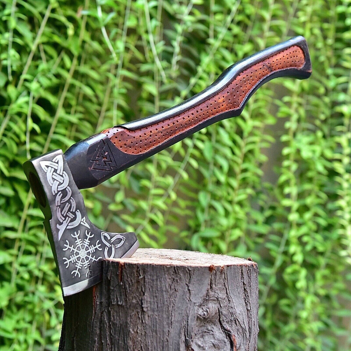Valhalla Edge Custom Norse Axe – Handcrafted 1095 Steel Blade & Rosewood Handle - Korvel