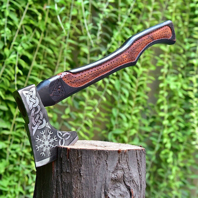 Valhalla Edge Custom Norse Axe – Handcrafted 1095 Steel Blade & Rosewood Handle - Korvel