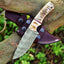 Premium Custom Damascus Steel Skinning Knife – 4.5-Inch Handle Crafted from Sheep Horn - Korvel