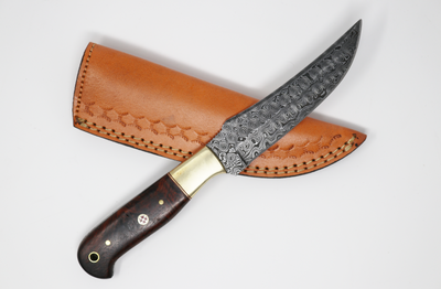 Artisan Crafted Damascus Steel Hunting Knife with Rosewood Handle - Korvel